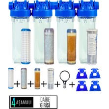 Evora Daire Bina Sayaç Girişi 4 Aşama Arıtma Seti 10" Ağır Kireç Önleyici Yumuşatma Sistemi