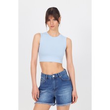 Rays Mavi Bisiklet Yaka Crop Atlet 9189M