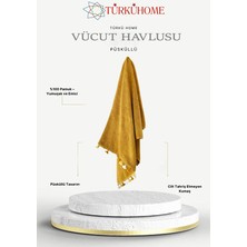 Türkühome Püsküllü Yumuşak Pamuk Havlu | Yüksek Emicili Vücut Havlusu | 70X130 cm