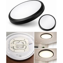 Huzur Elektrik Radar Sensörlü Siyah Kasa Beyaz Işık 24W Ledli Tavan Armatürü