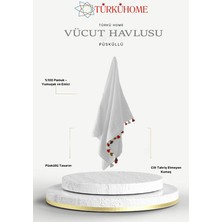 Türkühome Püsküllü Yumuşak Pamuk Havlu | Yüksek Emicili Vücut Havlusu | 70X130 cm