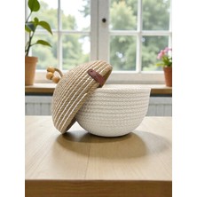 Essme Collection Jüt Kapaklı Boncuk Detaylı Sepet