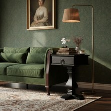 Ahlat Ağacı Ahşap Atölyesi Klasik Antik Seri Siyah Zigon Sehpa Ahşap Dokulu Retro Yan Sehpa - Lüks Dekoratif Sehpa Premium Siyah Retro Sehpa