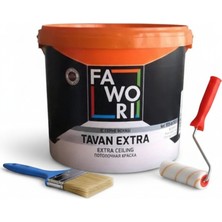 Fawori Yeni Tavan Extra Tavan Boyası 3,5kg(2,5lt) +1 Adet 4 No Kestirme Fırça +1 Adet Parmak RULO(10CM) Seti