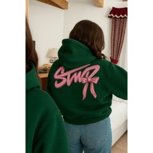Bellanova Unisex 3 Iplik Oversize Kapüşonlu Kanguru Cepli Swnd Fiyonk Desenli Sırt Baskılı Sweatshirt