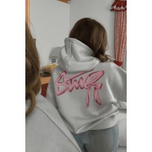 Bellanova Unisex 3 Iplik Oversize Kapüşonlu Kanguru Cepli Swnd Fiyonk Desenli Sırt Baskılı Sweatshirt