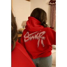 Bellanova Unisex 3 Iplik Oversize Kapüşonlu Kanguru Cepli Swnd Fiyonk Desenli Sırt Baskılı Sweatshirt