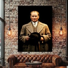 Ay Gibi Parlayan Mustafa Kemal Atatürk Kanvas Tablo Ev Duvar Salon Ofis Dükkan Iş Yeri Hediyelik Dekarasyon Süsü