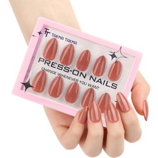 Takma Takma MKBD1731 Kısa Badem Standart Beden 30'lu Tekrar Kullanılabilir Protez Takma Tırnak