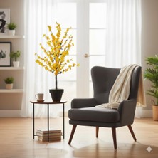 Erhan Flowers 100 cm Sarı Bahar Dalı Siyah Plastik Saksıda