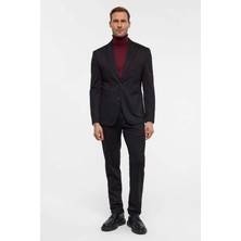 Süvari Slim Düz Mono Yaka 6 Drop Siyah Erkek Alt-Üst Takım TK1006900391