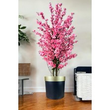 Yapay Pembe Bahar Dalı Ağacı 160 cm Siyah Gold Saksıda