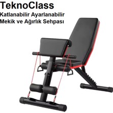 Orvica Katlanabilir Ayarlanabilir Sırt Açılı Mekik ve Ağırlık Sehpası Spor Ipi Hediyeli