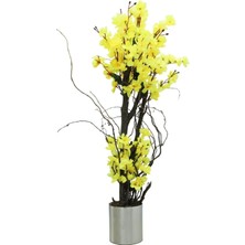 Erhan Flowers 100 cm Metal Saksıda Sarı Bahar Dalı