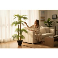 Erhan Flowers Yapay Palmiye Ağacı Bambu 4 Gövdeli 36 Yaprak 145 cm Siyah Plastik Saksılı