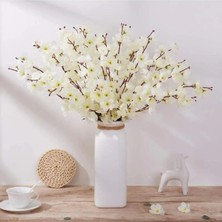 Yapay Çiçek Bahardalı Japon Kiraz Çiçeği 7 Dallı 57CM Beyaz