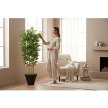 Erhan Flowers Yapay Bambu Ağaç 150 cm 6 Dallı Yogun Yaprak Siyah Plastik Saksı