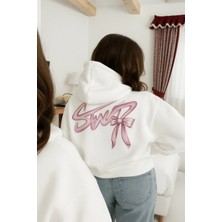 Bellanova Unisex 3 Iplik Oversize Kapüşonlu Kanguru Cepli Swnd Fiyonk Desenli Sırt Baskılı Sweatshirt