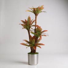 Erhan Flowers 150 cm Yapay Kırmızı Yuka Ağaç Metal Saksı