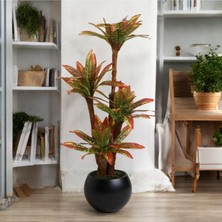 Erhan Flowers 150 cm Yapay Kırmızı Yuka Ağaç Siyah Küre Saksı