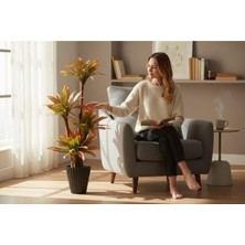 Erhan Flowers 150 cm Yapay Kırmızı Yuka Ağaç Siyah Lilyum Saksı