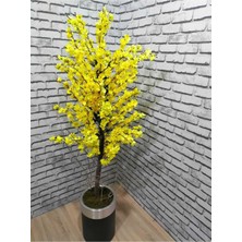 Erhan Flowers 180 cm Şık Darbuka Saksıda Sarı Bahar Dalı Yapay Ağaç