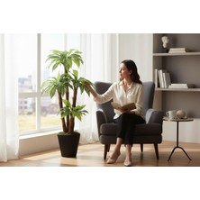 Erhan Flowers Yapay Zebra Yapraklı Yuka Palmiyesi 170 cm 3 Gövdeli Luna Siyah Saksılı