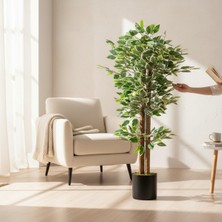 Erhan Flowers 100 cm Yeşil Beyaz Yapay Benjamin Ağacı