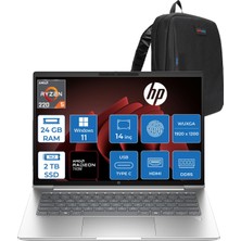 Hp Probook 4 G1AH 14 Amd Ryzen 5 220 4.9ghz 24GB Ddr5 2tb SSD Windows 11 Home Amd Radeon 740M 14" Wuxga (1920 x 1200) IPS 300NITS Taşınabilir Bilgisayar CV0E6ATH09 + Zetta Çanta