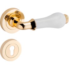 Nobel Twin Kapı Kolu Altın Sarısı Daire Rozetli Yale Sağ (32 Porselen)