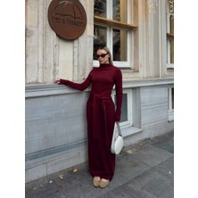 Trendparis Belden Bağlamalı Fitilli Uzun Triko Elbise