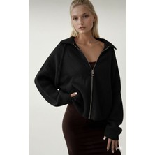 Nihanello Butik Siyah Fermuarlı Hırka