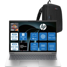 Hp Probook 4 G1AH 16 Amd Ryzen 5 220 4.9ghz 40GB Ddr5 512GB SSD Windows 11 Pro Amd Radeon 740M 16" Wuxga (1920 x 1200) IPS 300NITS Taşınabilir Bilgisayar CV0E7ATP17 + Zetta Çanta