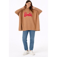 Missruba Kadın Bisküvi Yırtmaçlı Barbie Triko Panço - BP0001