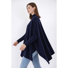 Missruba Kadın Yırtmaçlı Lacivert Panço Kazak DP0001