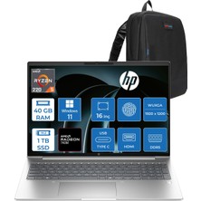Hp Probook 4 G1AH 16 Amd Ryzen 5 220 4.9ghz 40GB Ddr5 1tb SSD Windows 11 Pro Amd Radeon 740M 16" Wuxga (1920 x 1200) IPS 300NITS Taşınabilir Bilgisayar CV0E7ATP18 + Zetta Çanta