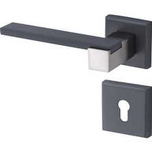 Nobel Hakkari Kapı Kolu Antrasit Inox Kare Rozetli Yale Sol