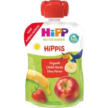 Hipp Organik Çilekli Muzlu Elma Püresi 100 gr ( 8 Li )