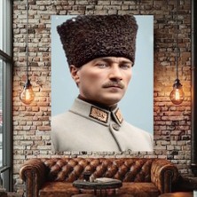Özkacar Group Beyaz Subay Ünüforması Ile Asker Atatürk Kanvas Tablo Ev Duvar Salon Ofis Dükkan Iş Yeri Hediyelik Dekarasyon Süsü