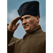 Özkacar Group Selam Veren Atatürk Kanvas Tablo Ev Duvar Salon Ofis Dükkan Iş Yeri Hediyelik Dekarasyon Süsü