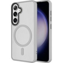 Zore Galaxy S24 Kılıf Sert Pc Arka Yüzey Wireless Şarj Özellikli Frms Flet Magsafe Kapak-Gri