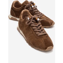 Luvi Brea Taba Süet Hakiki Deri Boncuklu Kadın Günlük Sneaker