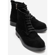 Luvi Nelvy Siyah Süet Hakiki Deri Kadın Bot