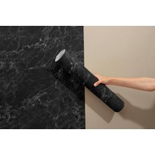 Grown F-128 Beyaz Çizgili Siyah Mermer Desenli Duvar Kağıdı