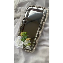 Nişan Tepsisi Kahve Tepsisi Ayaksız Gümüş Renkli Tepsi Damat Kahvesi