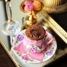 Manushum El Boyama Porselen Osmanlı Saray Kahve Fincanı-Pembe 1 Adet