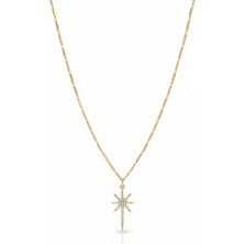 Pukka Accessories Kadın Çelik Kuzey Yıldızı Kolye – Taşlı Minimal Paslanmaz Çelik Takı - Kadın Kolye