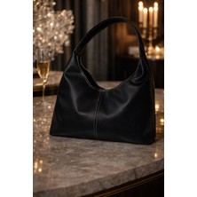 Huma Butik Takı Aksesuar Siyah Kadın Büyük Boy Omuz Çantası – Yumuşak Dokulu Günlük Çanta