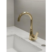 Alamera Pro Kuğu Banyo Lavabo Bataryası Altın - Su Tasarruflu, Modern Tasarım, Uzun Ömürlü Kullanım