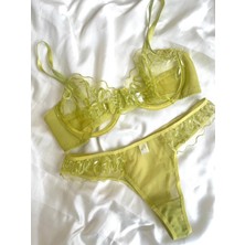 Hama Love Kadın Yeşil Işleme Detaylı Tül Iç Çamaşır Takımı